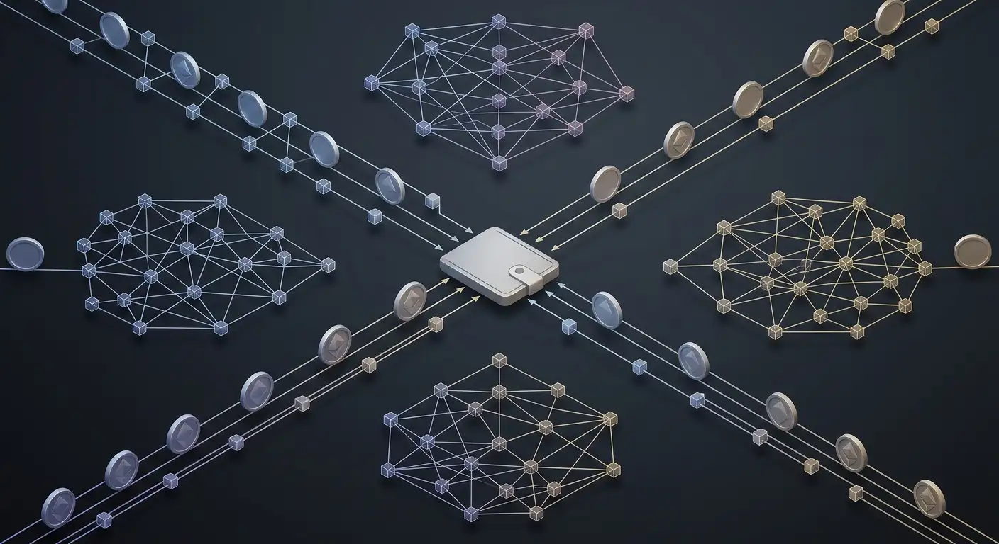 Diagram of CHEXX cryptocurrency assets grouped by blockchain network
